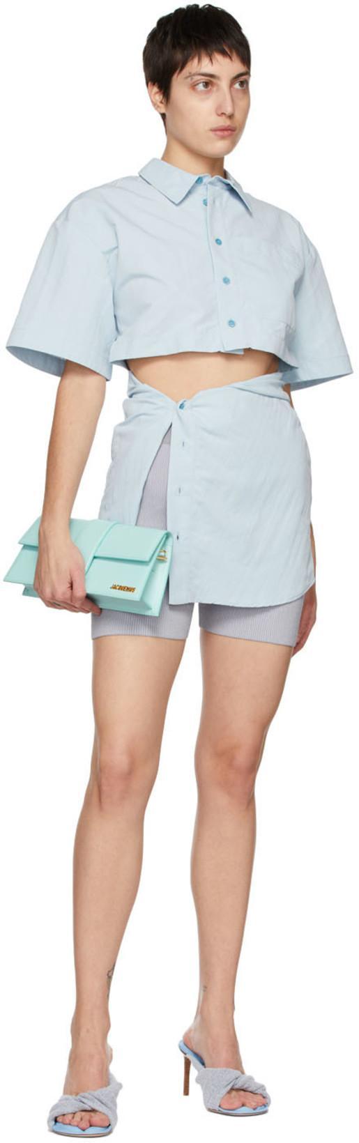 JACQUEMUS Le Short Arancia Ribbed Cycling Shorts In Gray