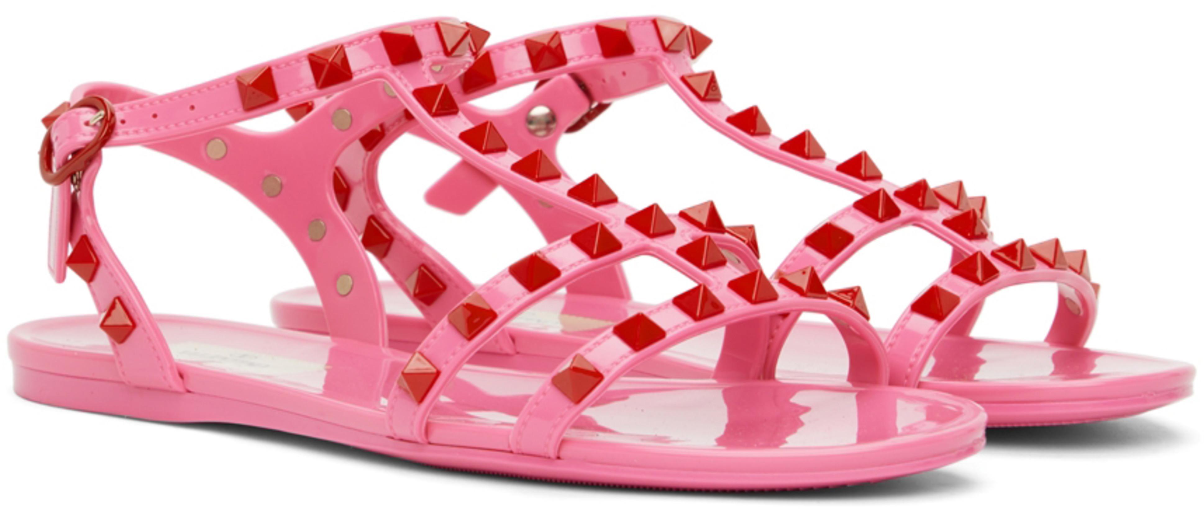 VALENTINO GARAVANI Rockstud-embellished Flat Sandals In Beige