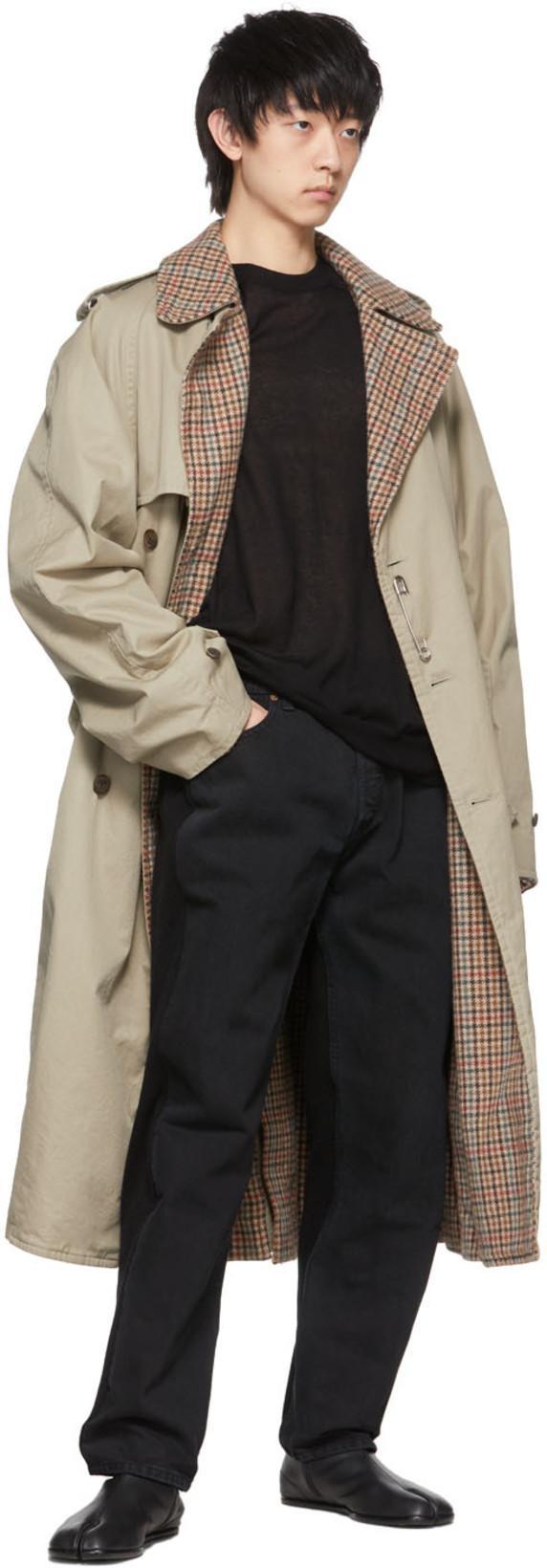 BALENCIAGA Double-breasted Reversible Trench Coat In Beige