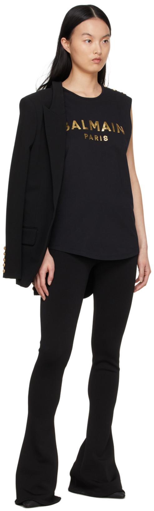 BALMAIN Logo-print Sleeveless T-shirt In Schwarz