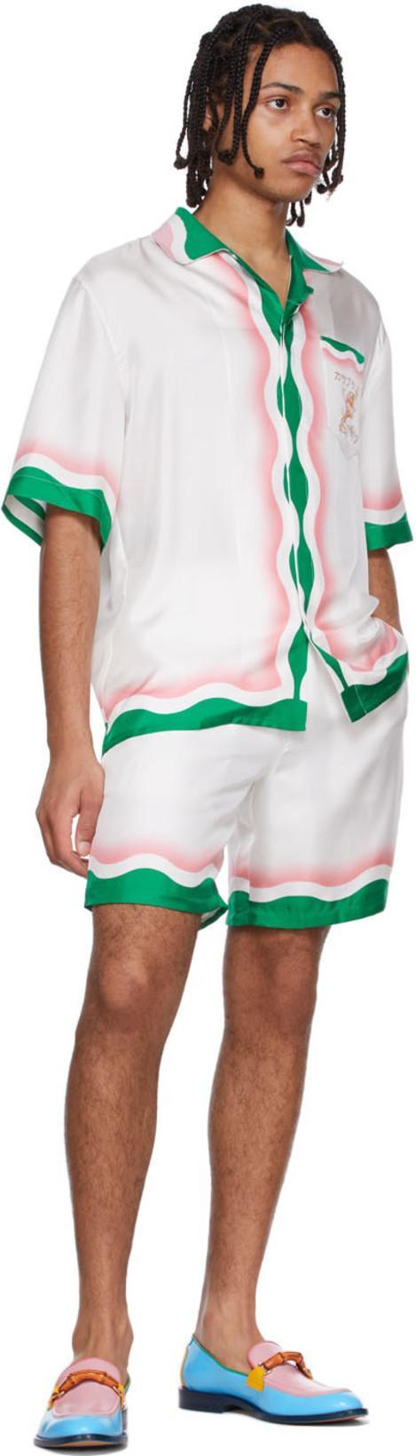 CASABLANCA Tennis Club Silk Shorts In White