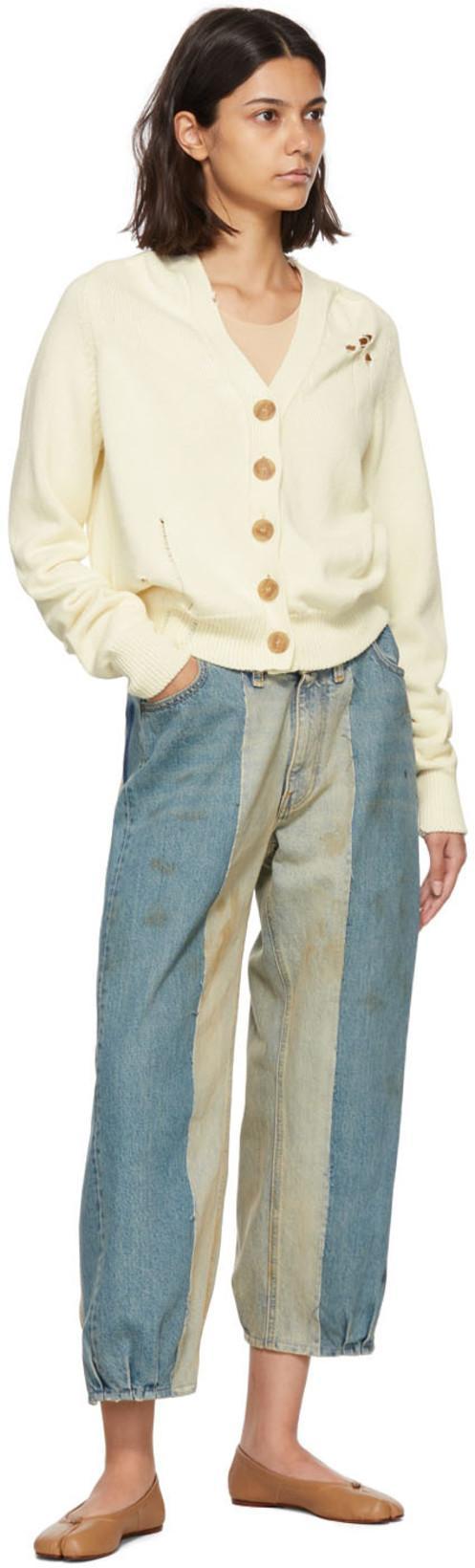 MAISON MARGIELA Mother Grey Stretch Denim The Doozy Sneak Fray Jeans In Brown