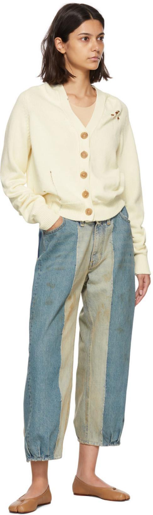 MAISON MARGIELA Mother Grey Stretch Denim The Doozy Sneak Fray Jeans In Brown