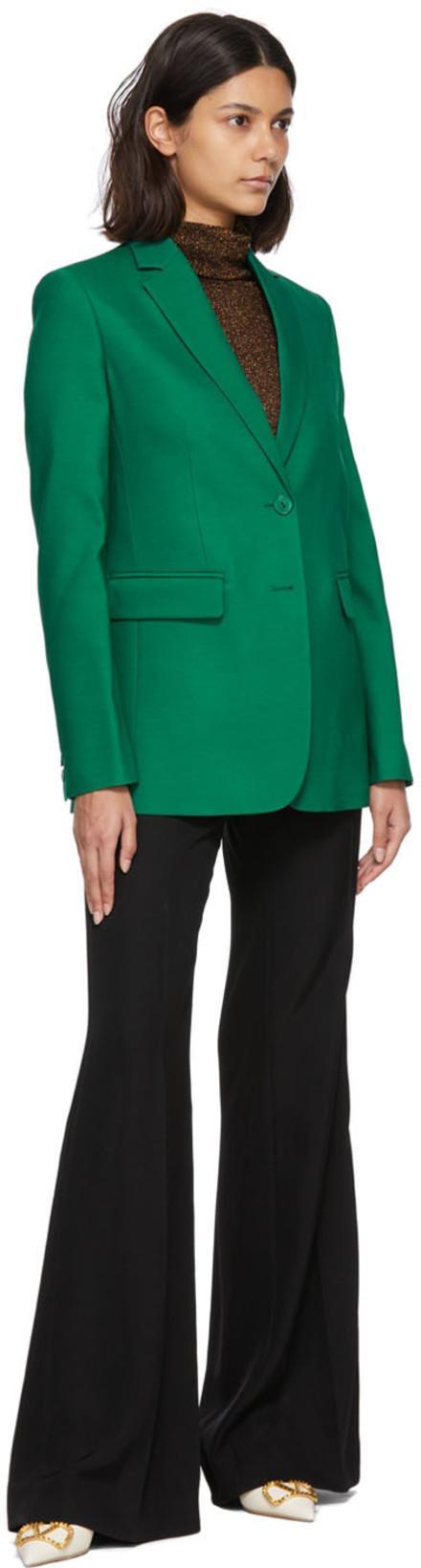 VALENTINO Single-breasted Wool-silk Blazer In Green