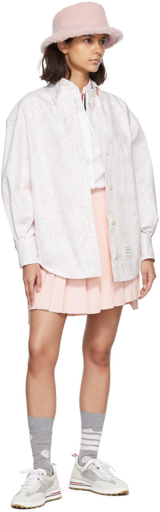 THOM BROWNE Classic Button-down Shirt With Crisp Collar And Curved Hem In White