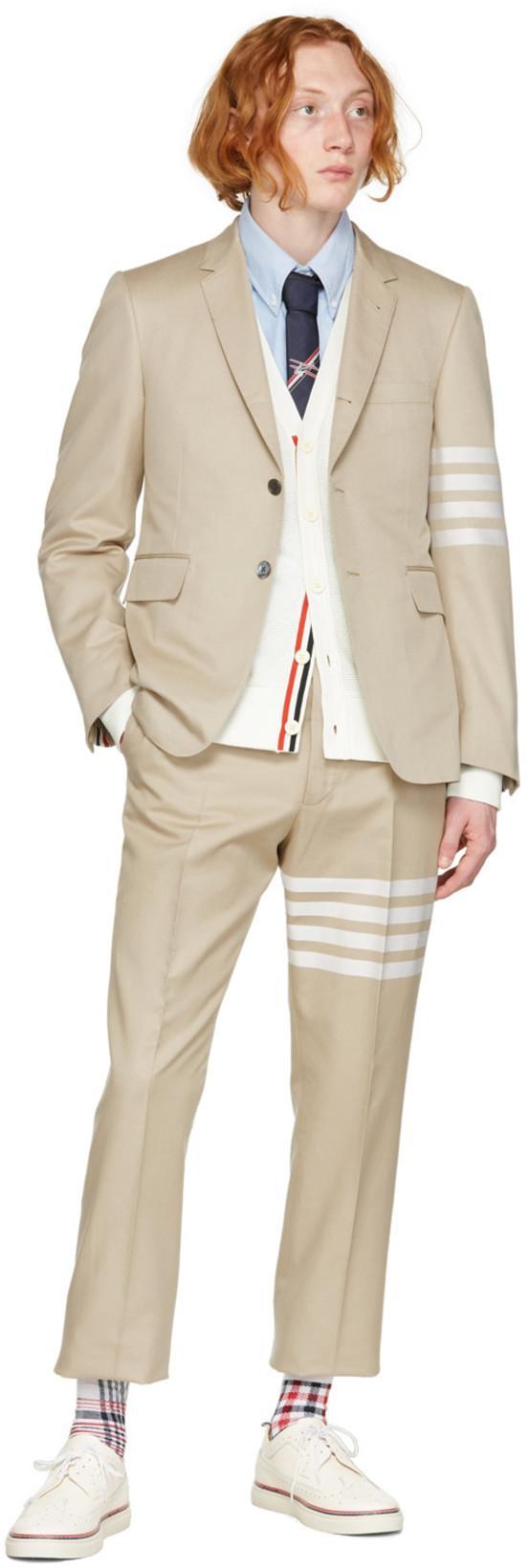 THOM BROWNE Flannel 4-bar Straight Fit Shirt Man Polo Shirt Multicolored Size L Cotton In Blue