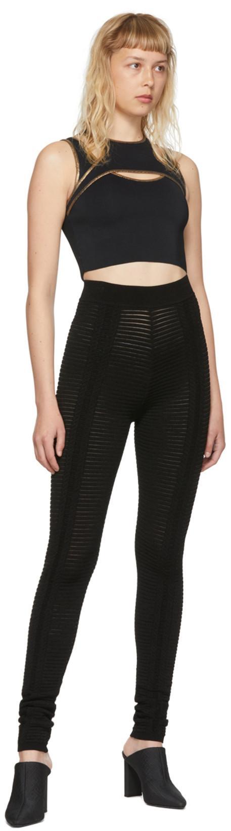 BALMAIN Black Viscose Tank Top In Ead Black/gold