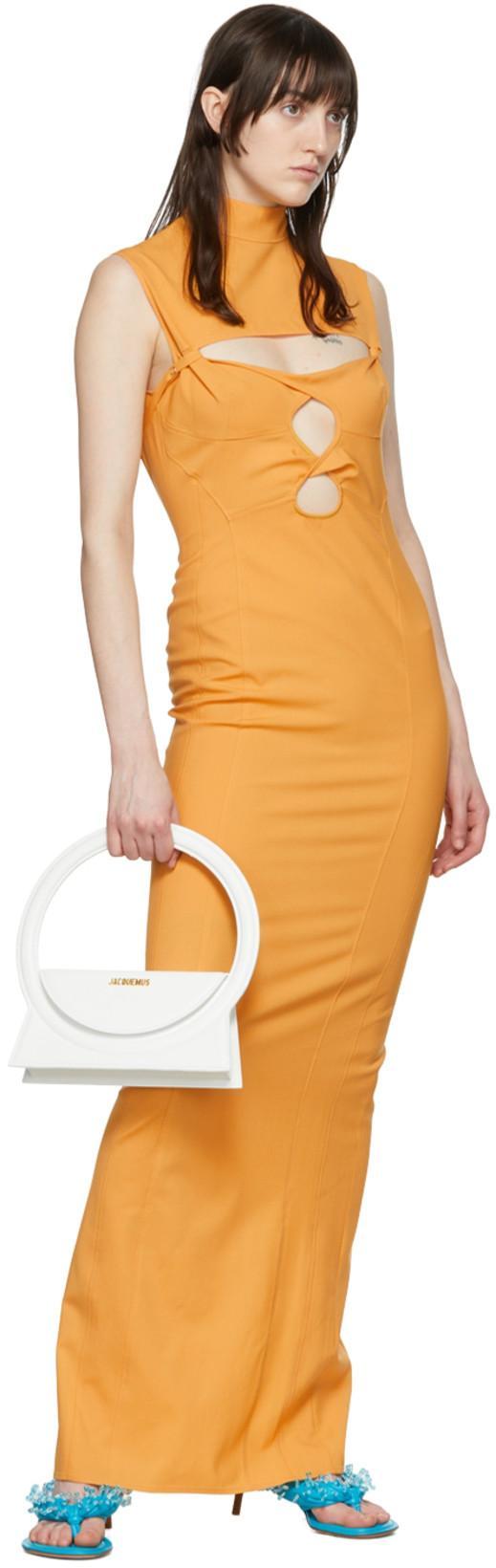 JACQUEMUS La Robe Palmi Stretch Cut Out Midi Dress In 750 Orange