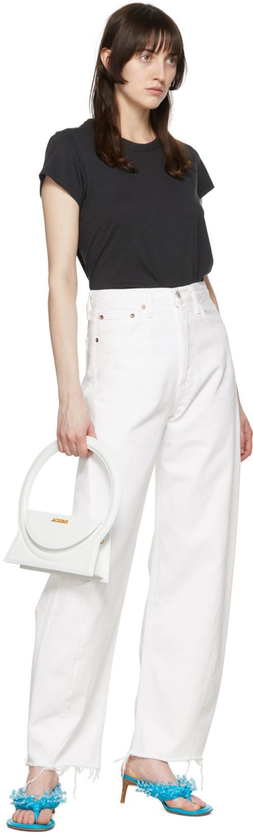 AGOLDE 90s Crop Mid Rise Loose Straight Jean In Element In White