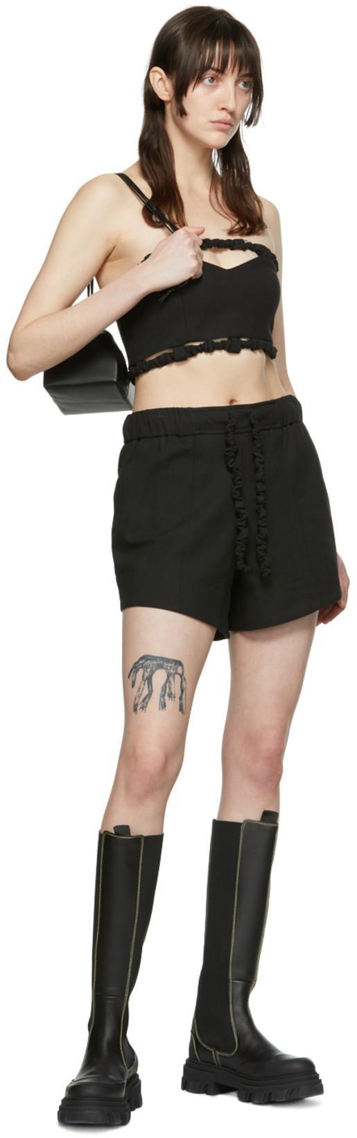 GANNI Women Logo Organic Cotton Shorts In Brown