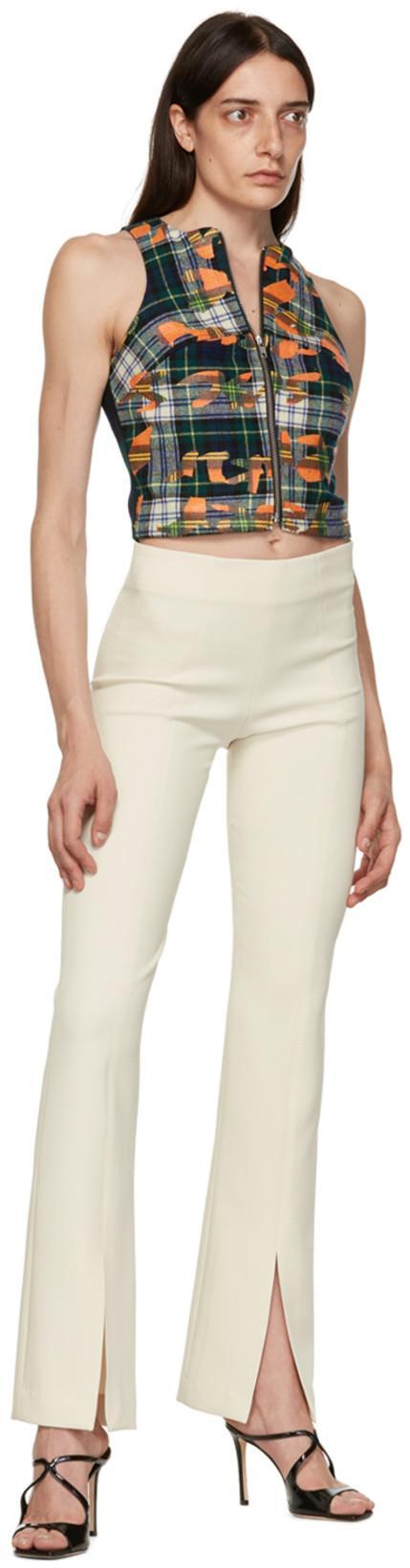 RAVE REVIEW Jossi Cropped Printed Checked Wool Top