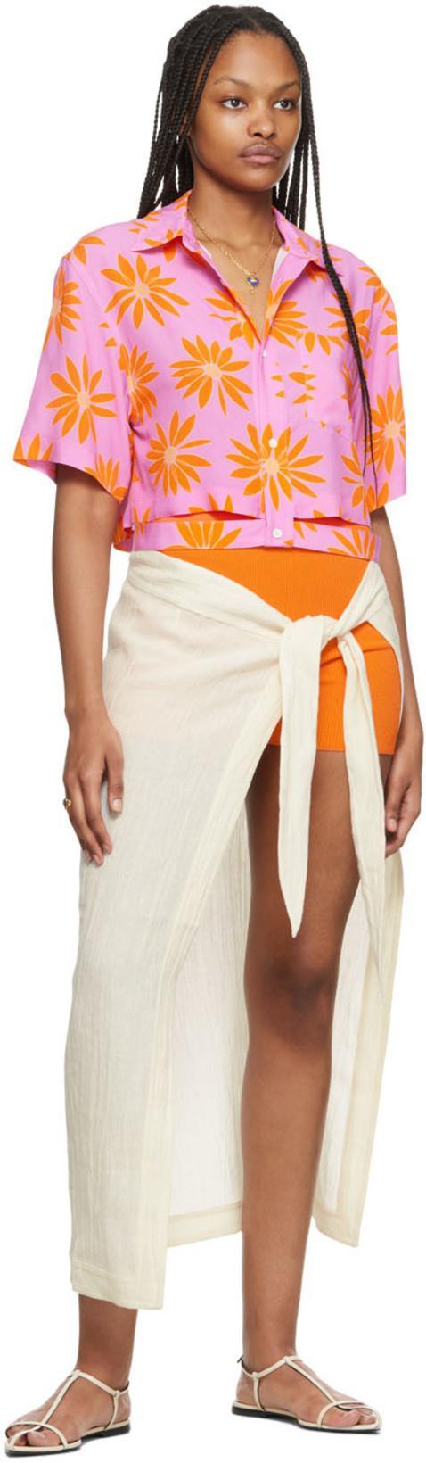 JACQUEMUS Le Splash Arancia Ribbed-knit Shorts In Orange