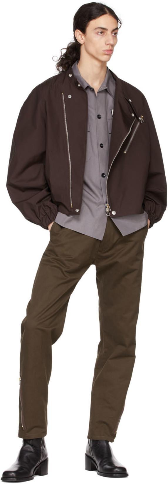 3MAN Cuff-zip Cotton-twill Trousers In Brown