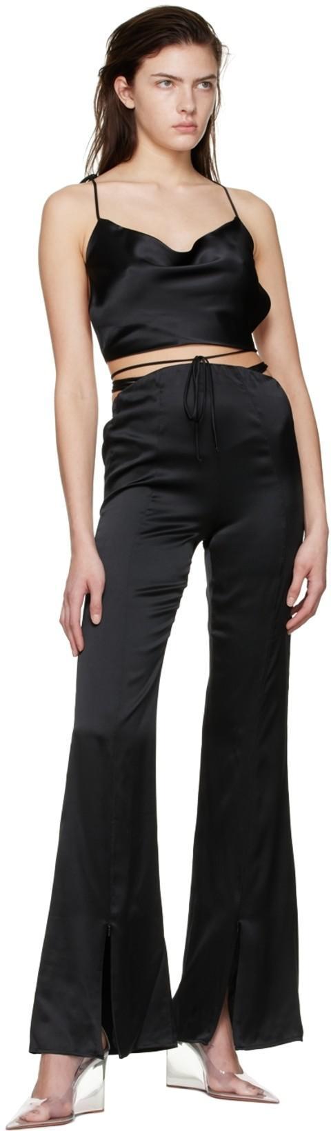 SUBSURFACE Ssense Exclusive Black Ribbon Trousers In Black,gold