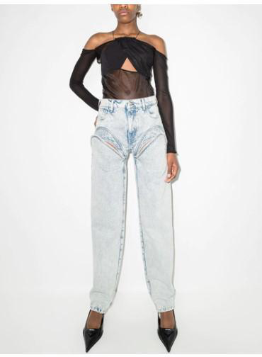 MAISON MARGIELA Cut-out Wide Leg Jeans In Blue