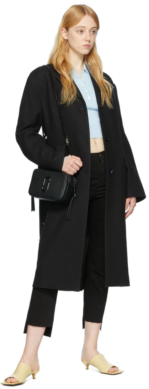 MARC JACOBS 'the Snapshot' Black Shoulder Bag With Metal Logo At The Front