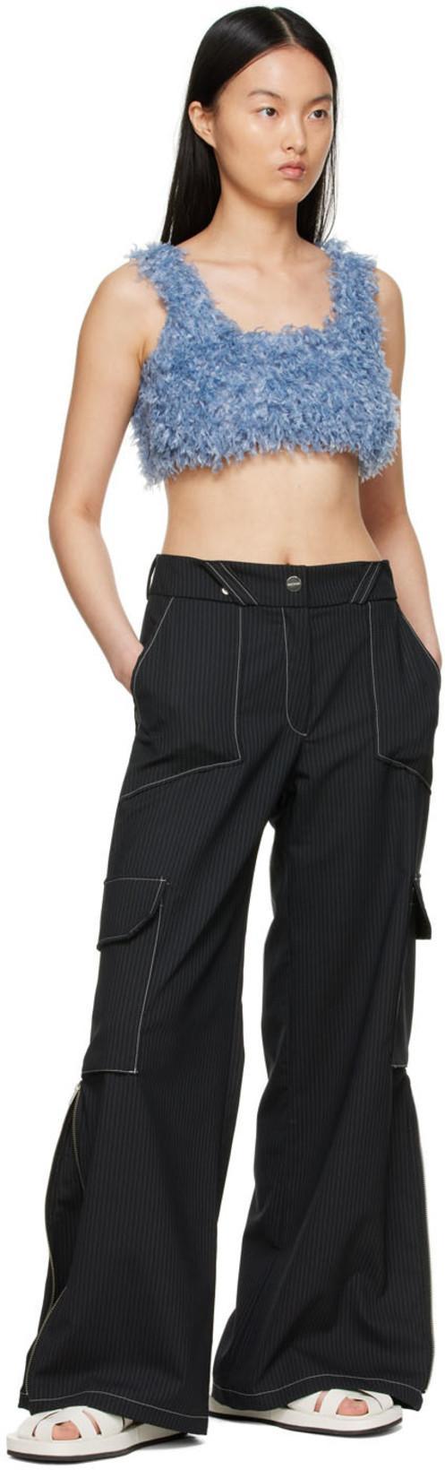 RAVE REVIEW Black Cotton Trousers In Black Pinst