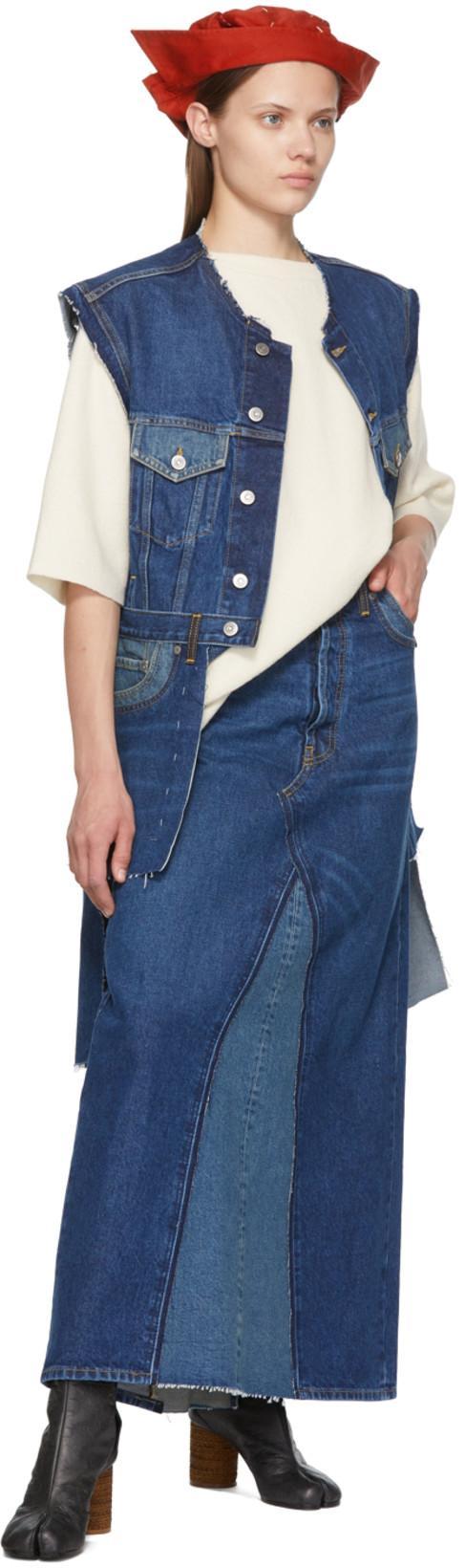MAISON MARGIELA Indigo Sleeveless Denim Jacket In Blue