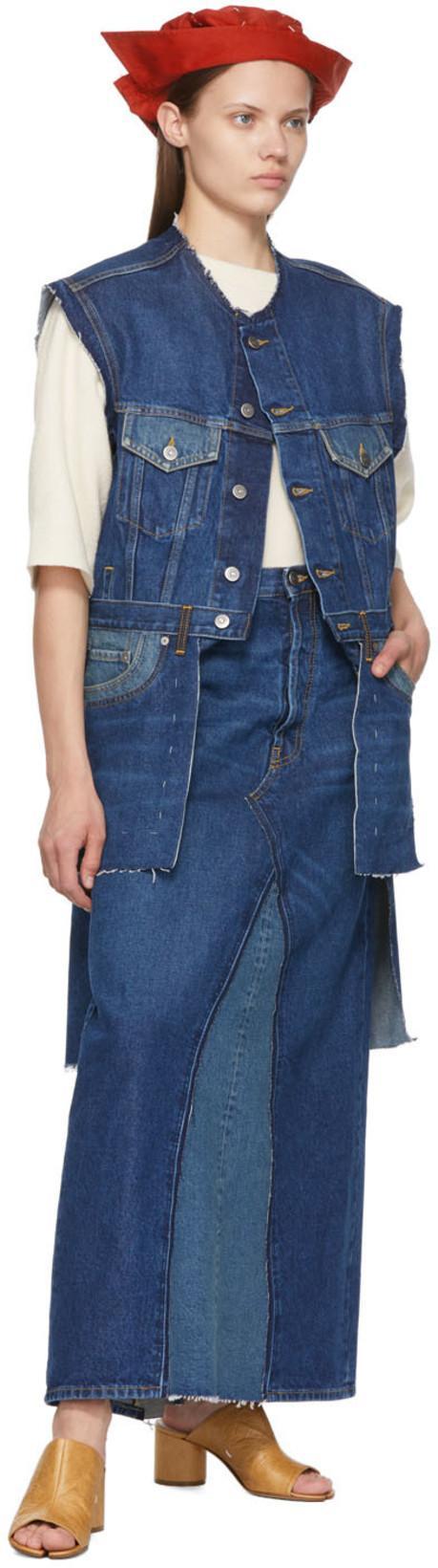 MAISON MARGIELA Indigo Sleeveless Denim Jacket In Blue