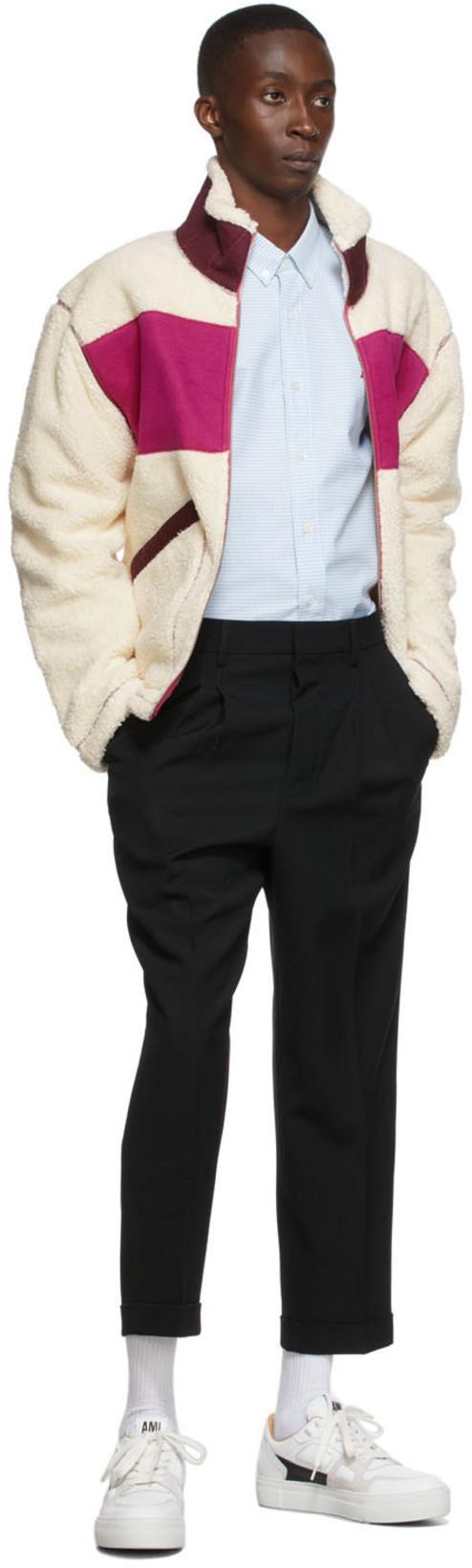 AMI ALEXANDRE MATTIUSSI Adc Button-down Collar Logo-embroidered Striped Cotton Oxford Shirt In Blue