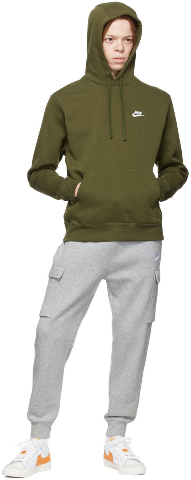 NIKE Grey Fleece Sportswear Club Cargo Lounge Pants In Dark Grey Heather/dark Steel Grey/white