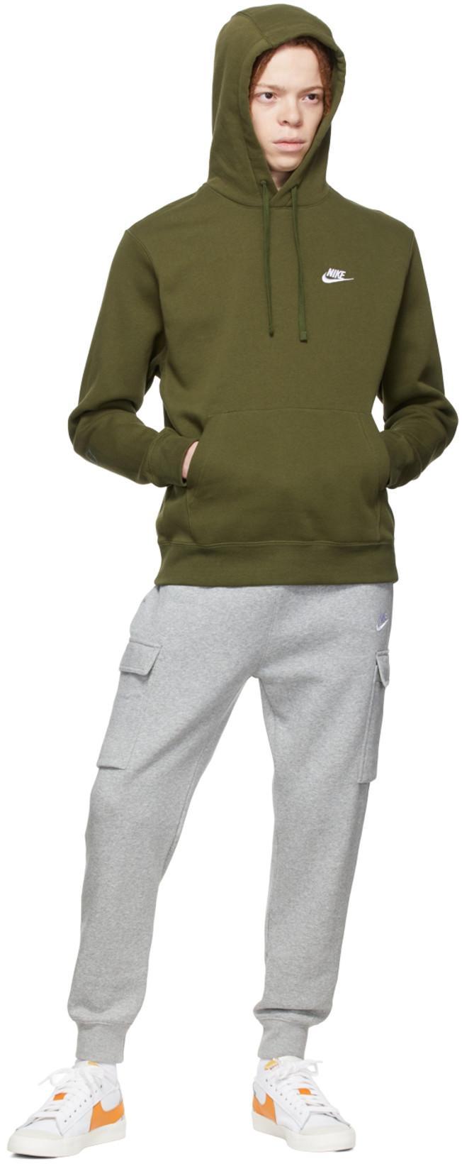 NIKE Grey Fleece Sportswear Club Cargo Lounge Pants In Dark Grey Heather/dark Steel Grey/white