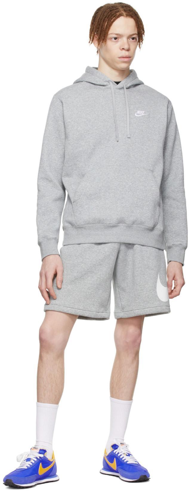 NIKE Sportswear Club Logo-embroidered Cotton-blend Jersey Zip-up Hoodie In Grey