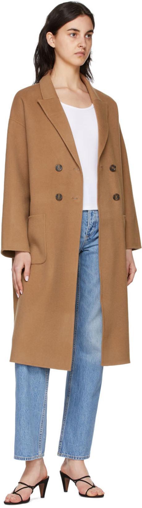 ANINE BING Womens Brown Dylan Double-breasted Relaxed-fit Wool And Cashmere Coat