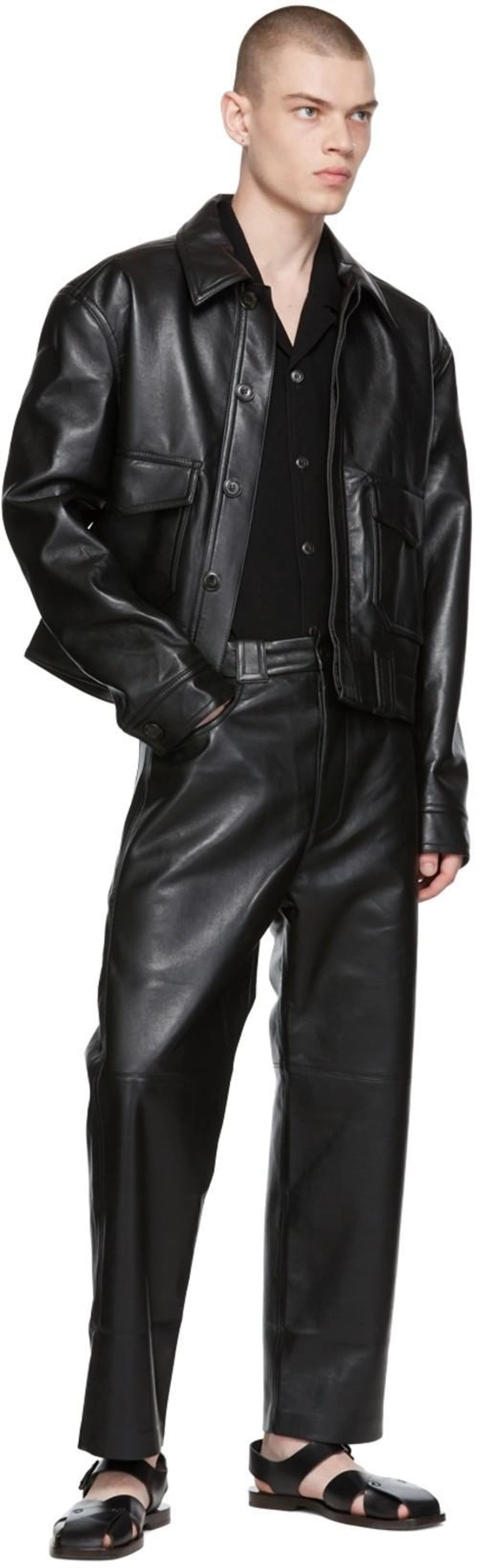 SSENSE's Post | 搭配: Nanushka Black Bodil Shirt；Nanushka Regenerated Leather Ruben Jacket In Black；Nanushka Nor 人造皮革长裤 In Black