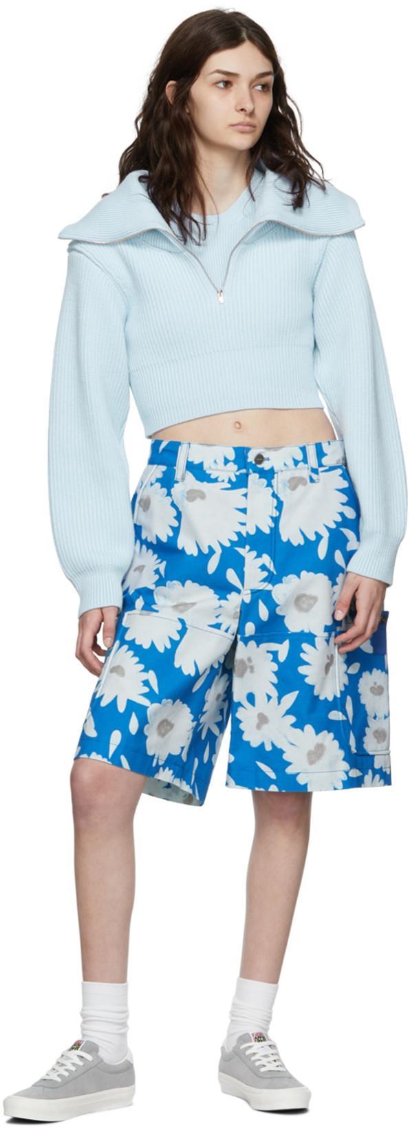 JACQUEMUS Blue 'le Short Giardino' Shorts In 3an Print White/blue