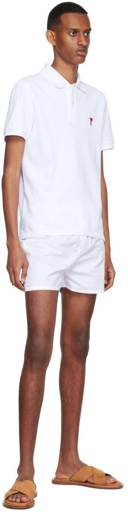 AMI ALEXANDRE MATTIUSSI Organic Cotton Ami De Coeur Polo Shirt In White