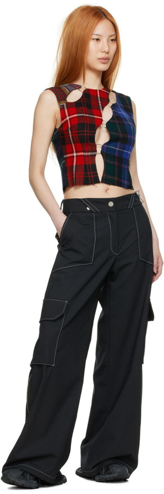 RAVE REVIEW Black Cotton Trousers In Black Pinst