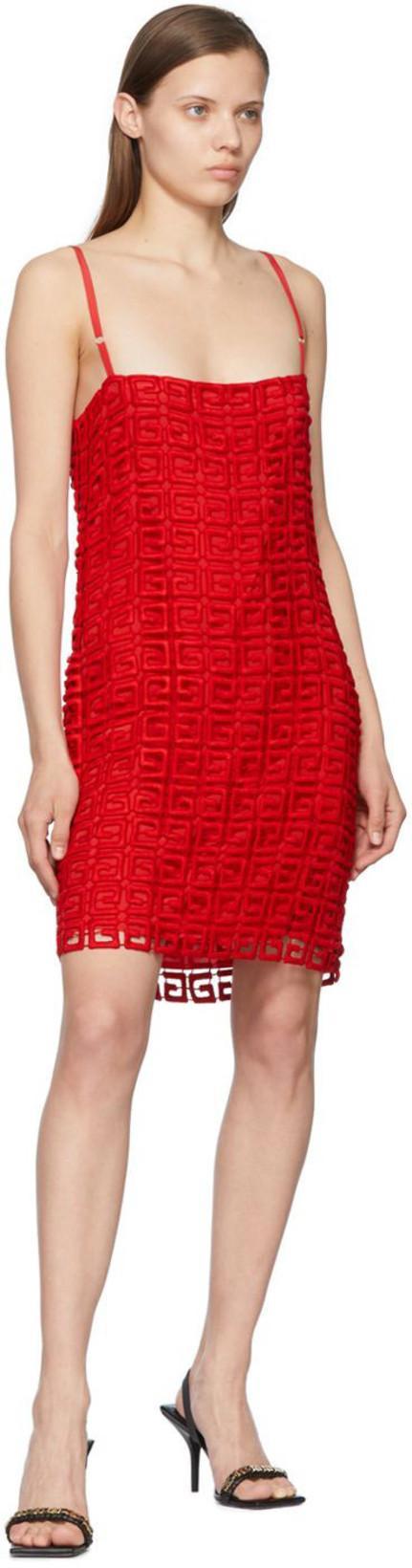 GIVENCHY 4g Embroidered Mini Shift Dress In Red