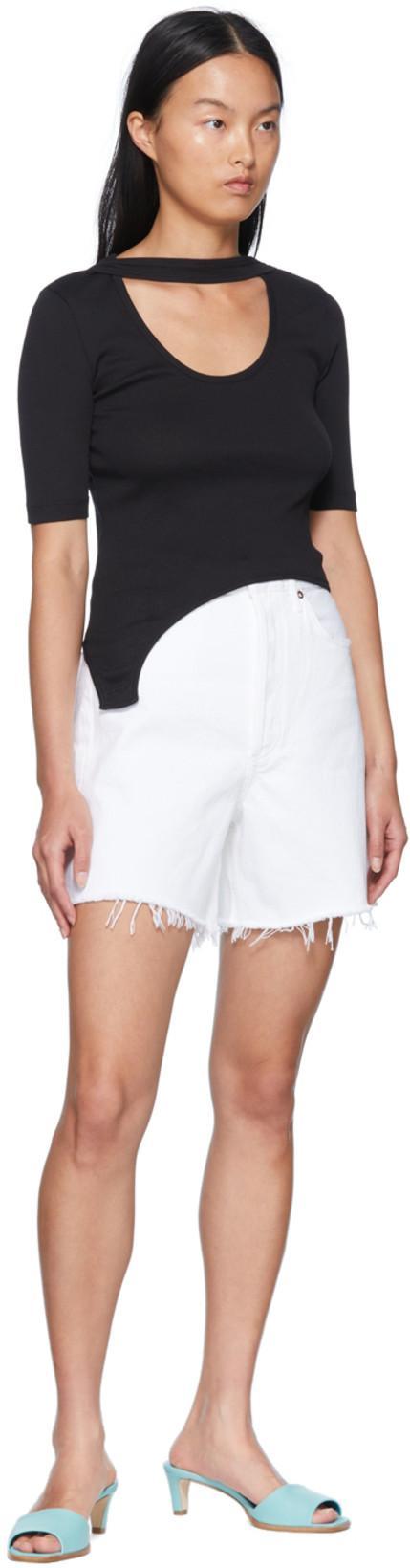 AGOLDE Parker Long Denim Short In Panna Cotta In White