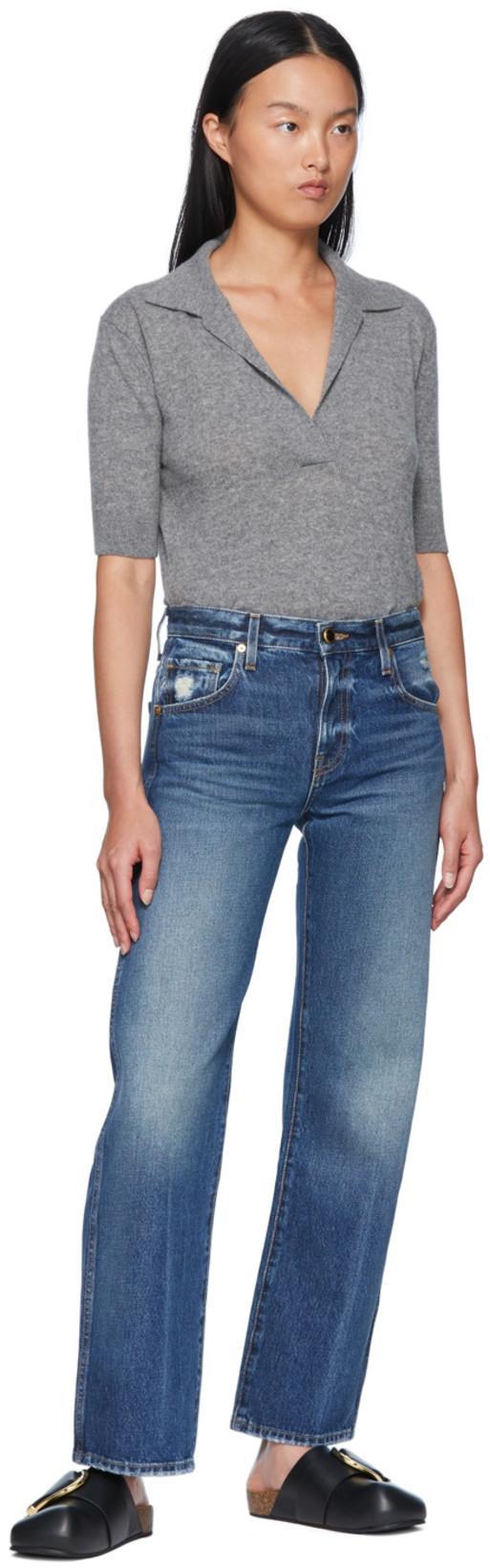 KHAITE Shrunken Jo Cashmere Blend Sweater In Grey