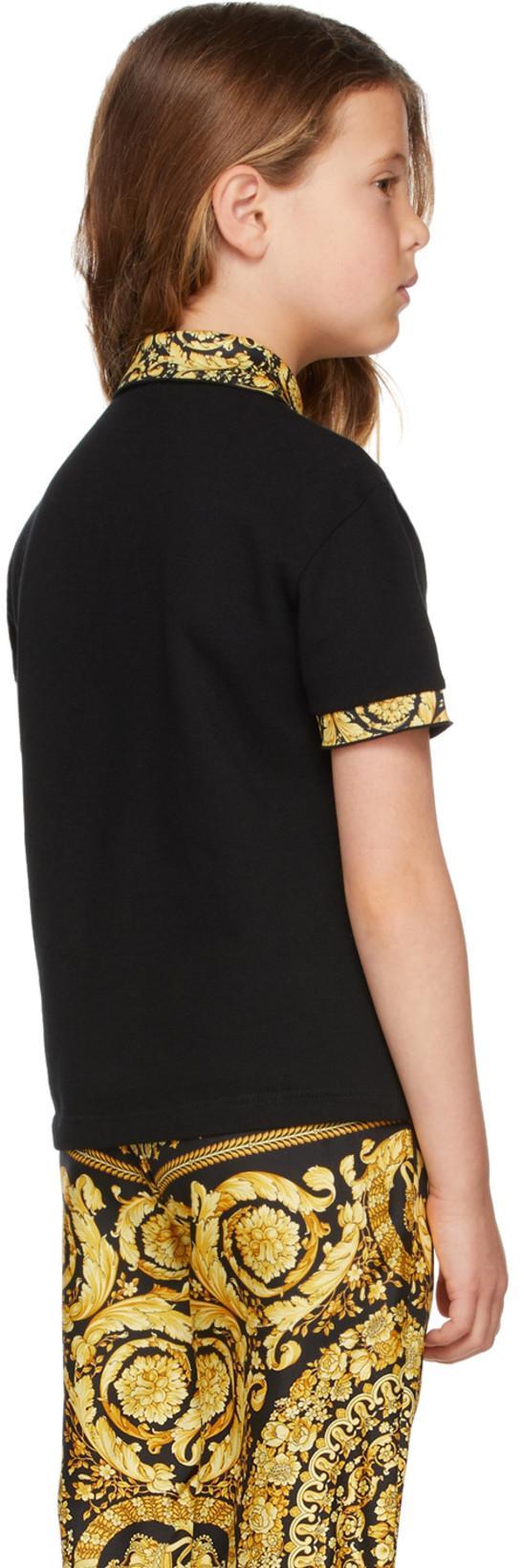 VERSACE Kids Black & Gold Silk Barocco Lounge Pants