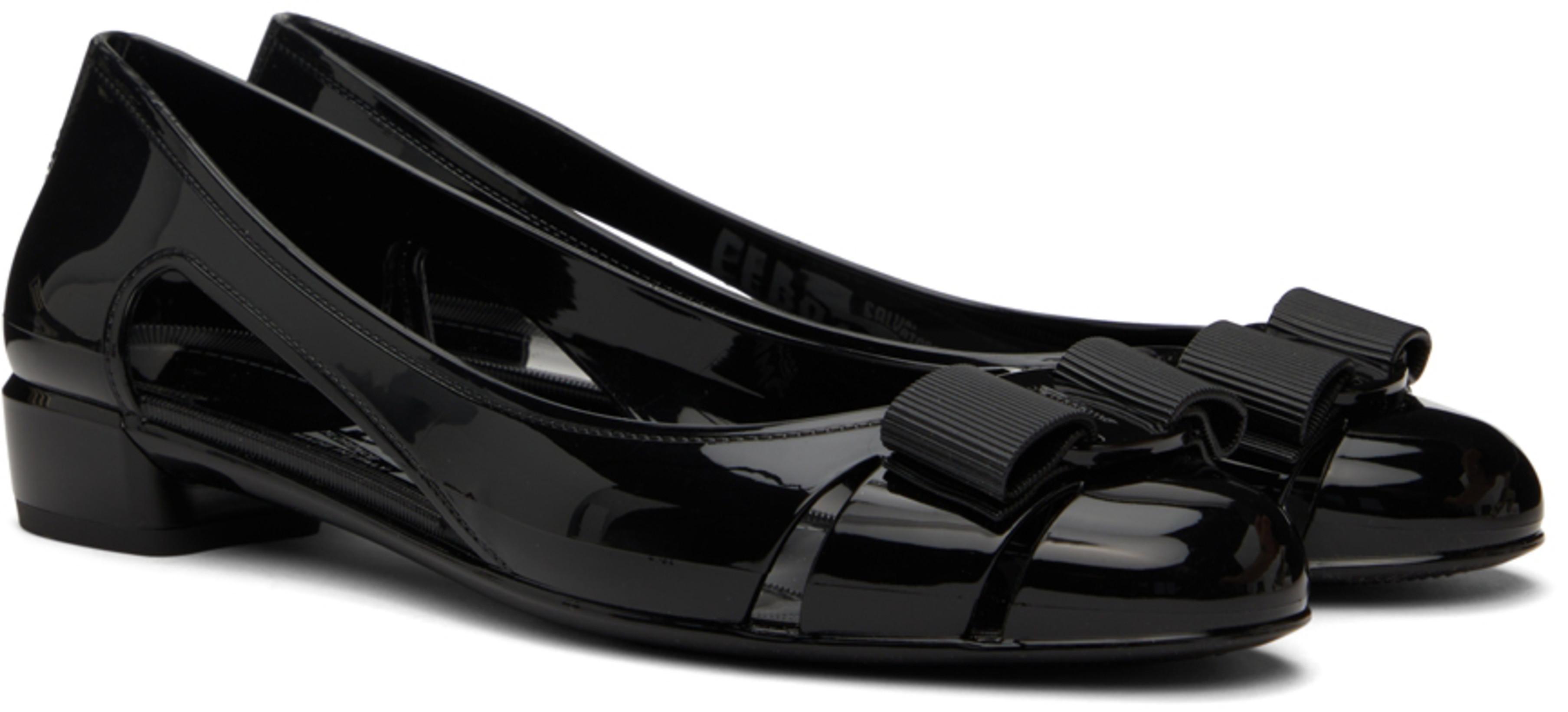 FERRAGAMO Vara Bow Jelly Cut-out Ballerina Pumps In Nero