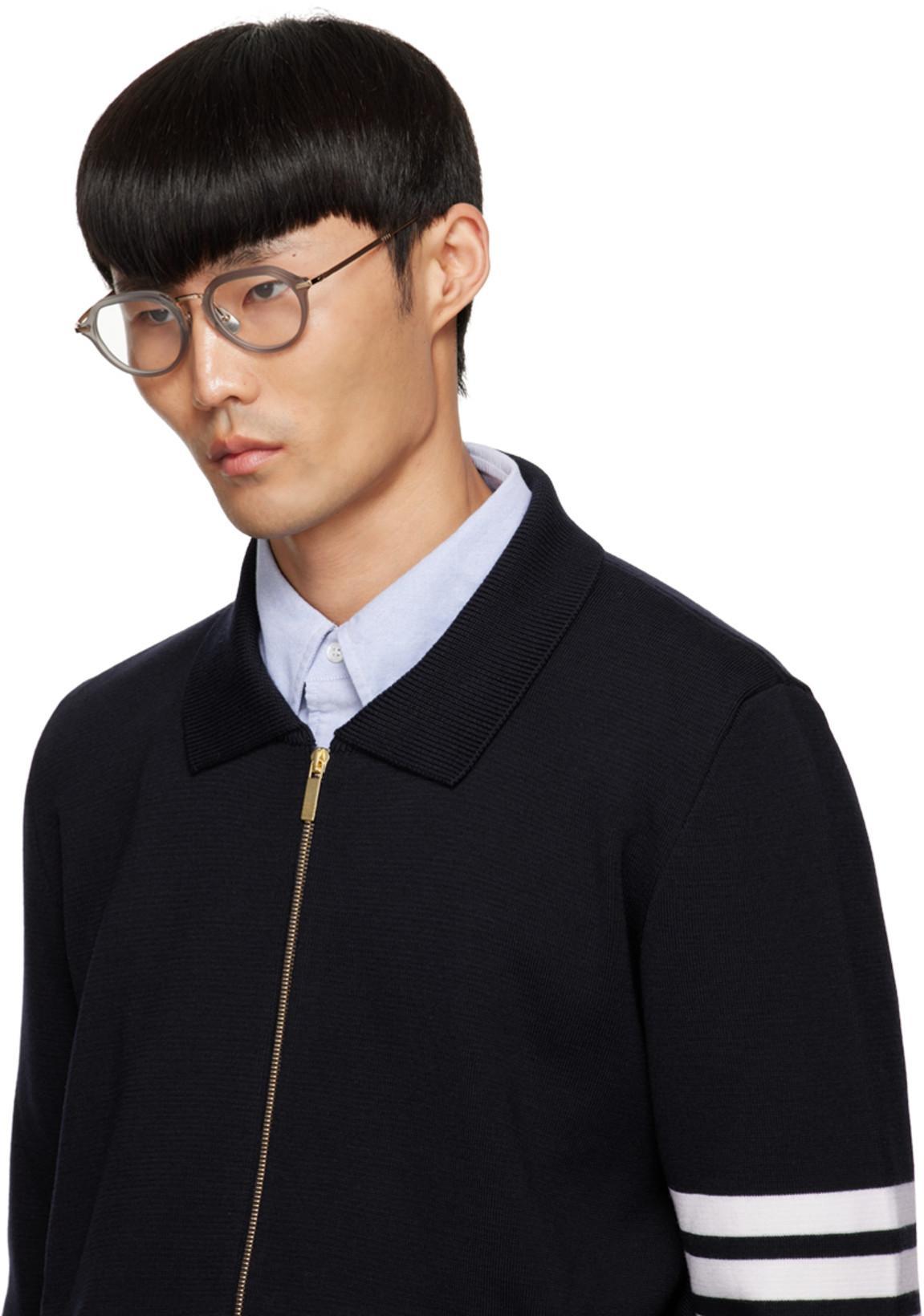 THOM BROWNE Flannel 4-bar Straight Fit Shirt Man Polo Shirt Multicolored Size L Cotton In Blue