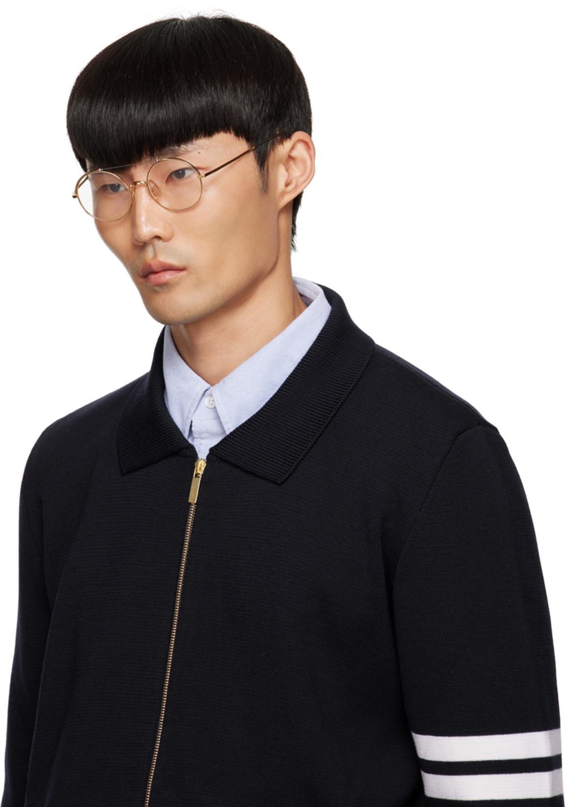 THOM BROWNE Flannel 4-bar Straight Fit Shirt Man Polo Shirt Multicolored Size L Cotton In Blue