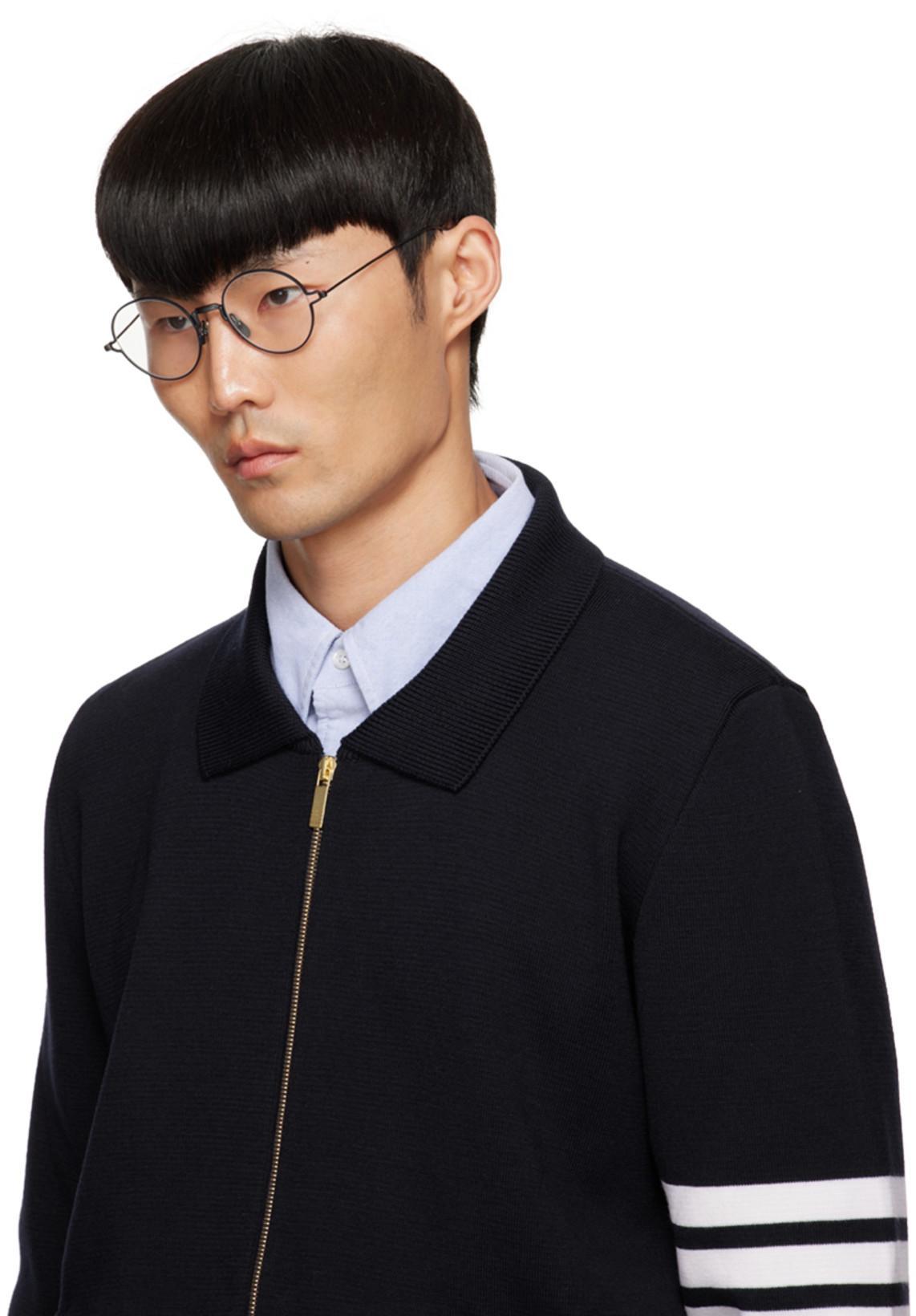 THOM BROWNE Flannel 4-bar Straight Fit Shirt Man Polo Shirt Multicolored Size L Cotton In Blue