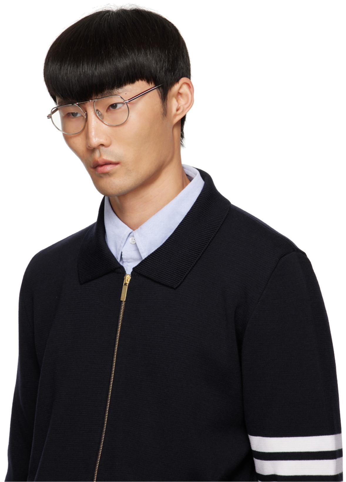 THOM BROWNE Flannel 4-bar Straight Fit Shirt Man Polo Shirt Multicolored Size L Cotton In Blue