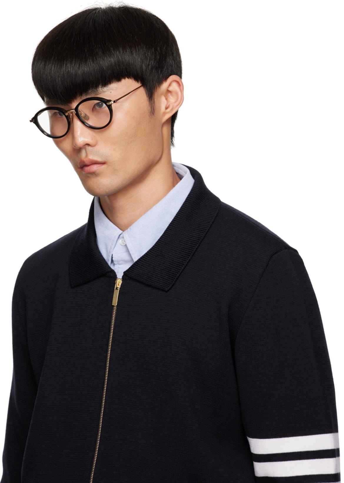 THOM BROWNE Flannel 4-bar Straight Fit Shirt Man Polo Shirt Multicolored Size L Cotton In Blue