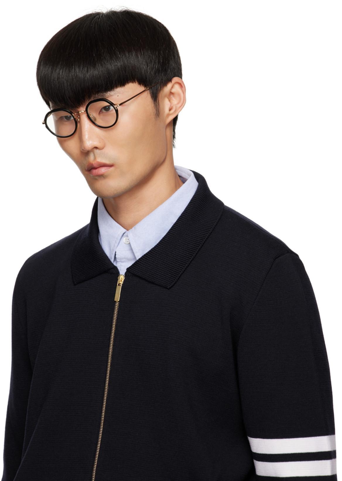 THOM BROWNE Flannel 4-bar Straight Fit Shirt Man Polo Shirt Multicolored Size L Cotton In Blue