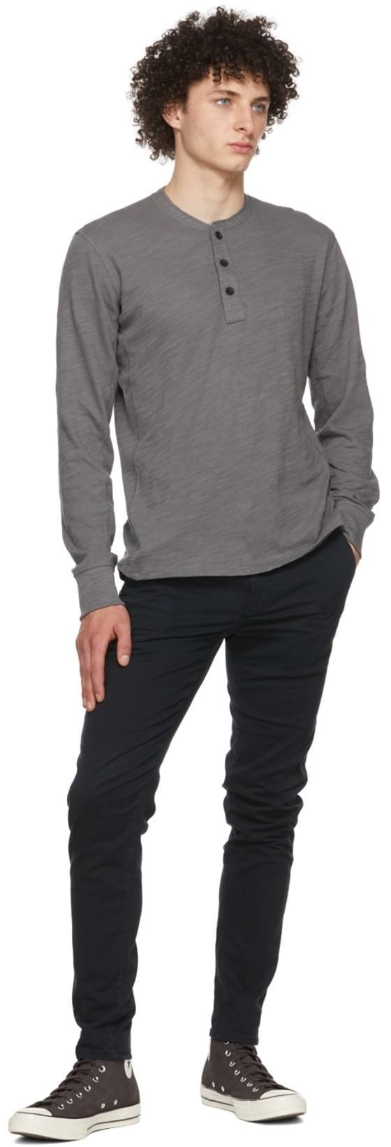 RAG & BONE Cotton-jersey Henley T-shirt In Dark Grey