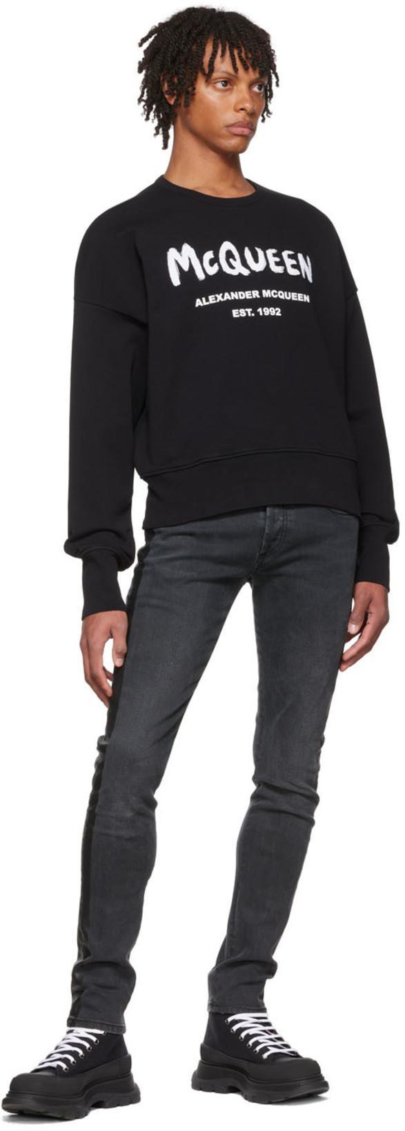 ALEXANDER MCQUEEN Graffiti Logo-print Cotton Sweatshirt In Black Multi