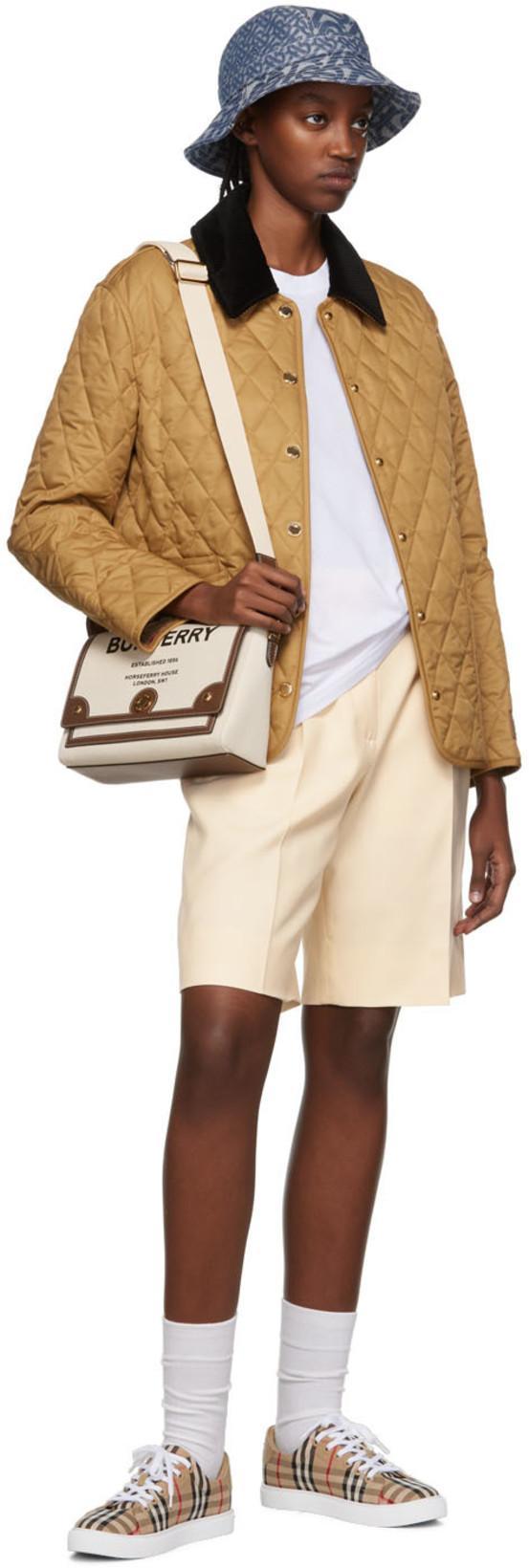 BURBERRY Corduroy-trimmed Quilted Shell Jacket In Neutrals