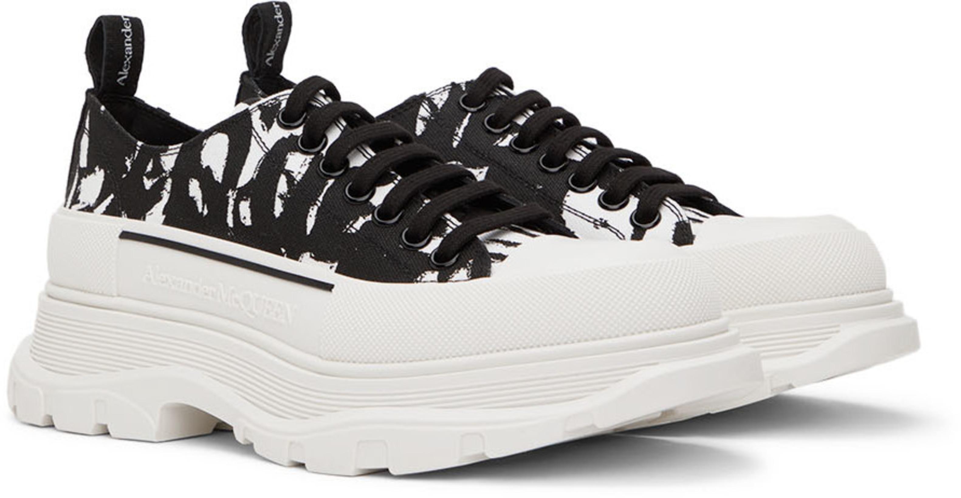 ALEXANDER MCQUEEN Mcqueen Graffiti Workwear Jeans In White Black