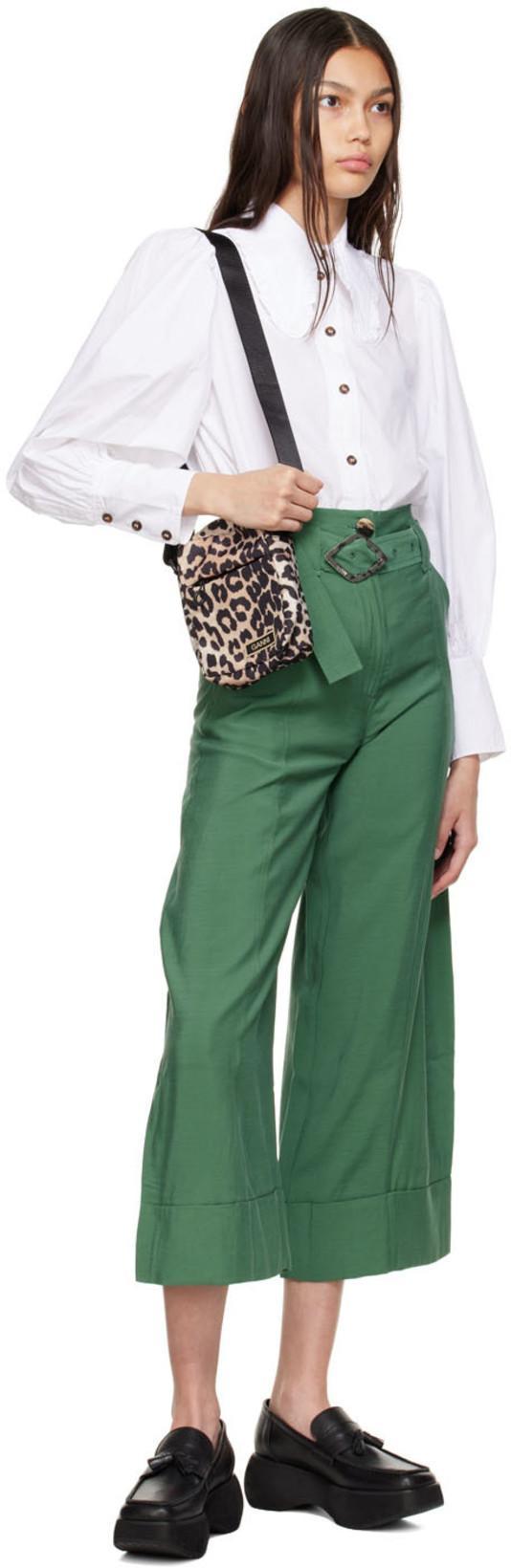 GANNI Balloon Sleeve Poplin Cotton Shirt In White