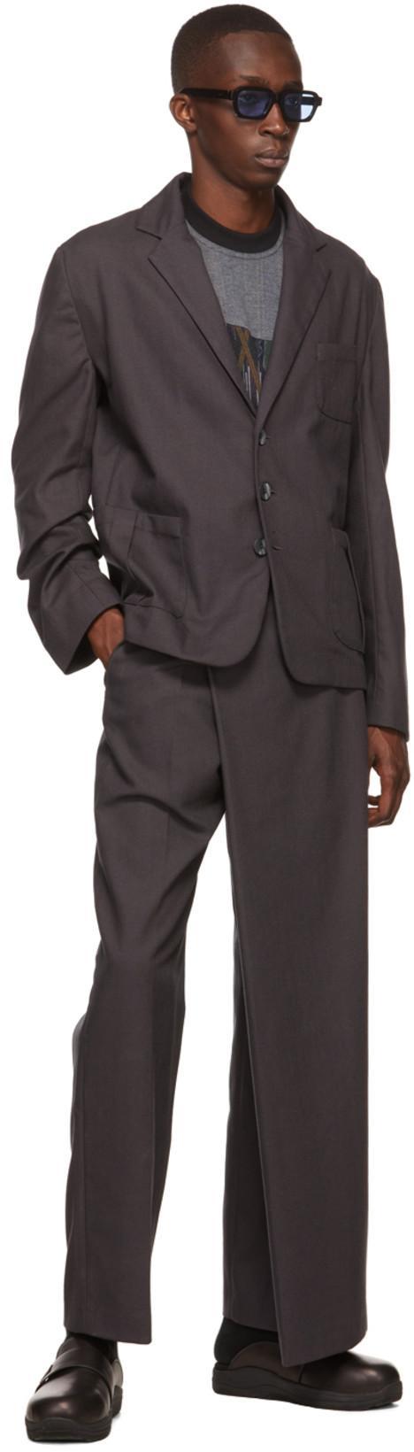 LABRUM Gray Cotton Blazer In Grey