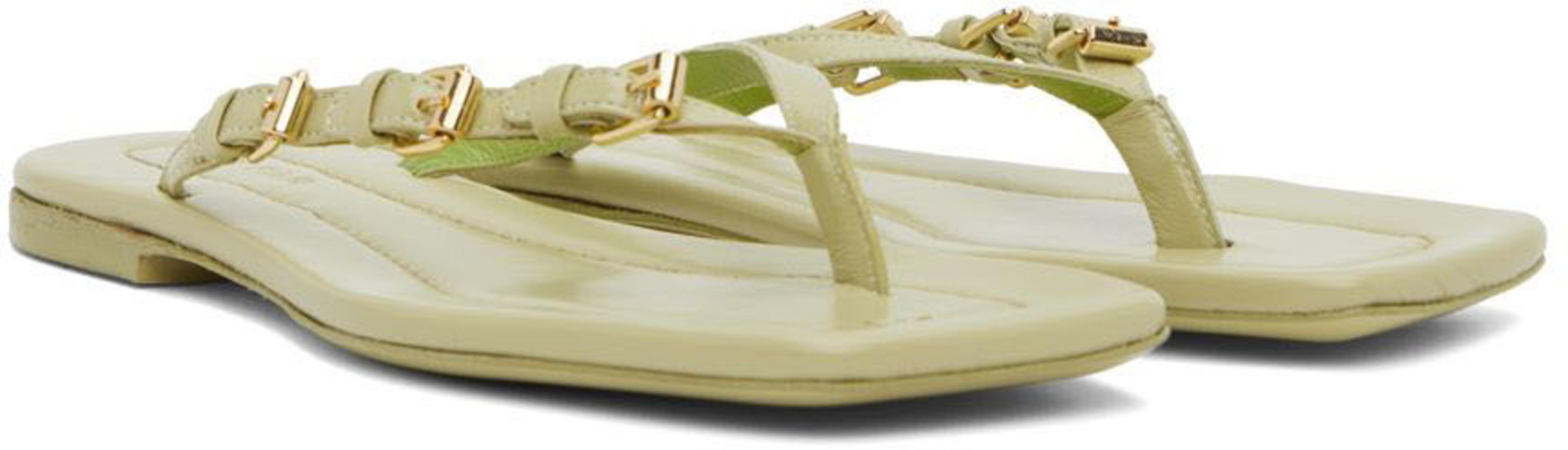 BY FAR Green Mare Flip Flop Sandals In Nude